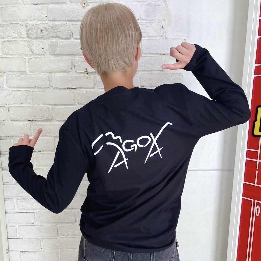 馬小屋デザインロゴ 馬小屋ロンT 2024 Mサイズ ブラック バックプリント